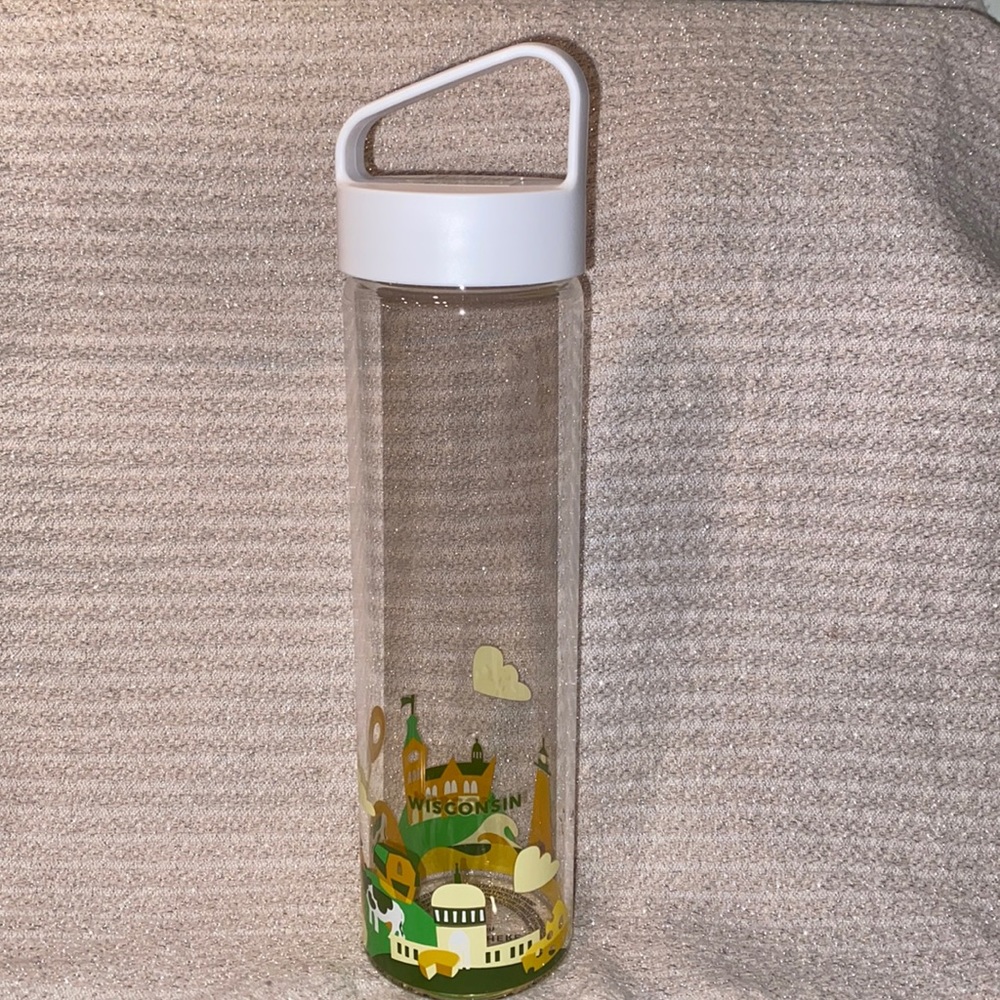 Starbucks You Are Here Collection Farmland Cheese Wisconsin Glass Water Bottle